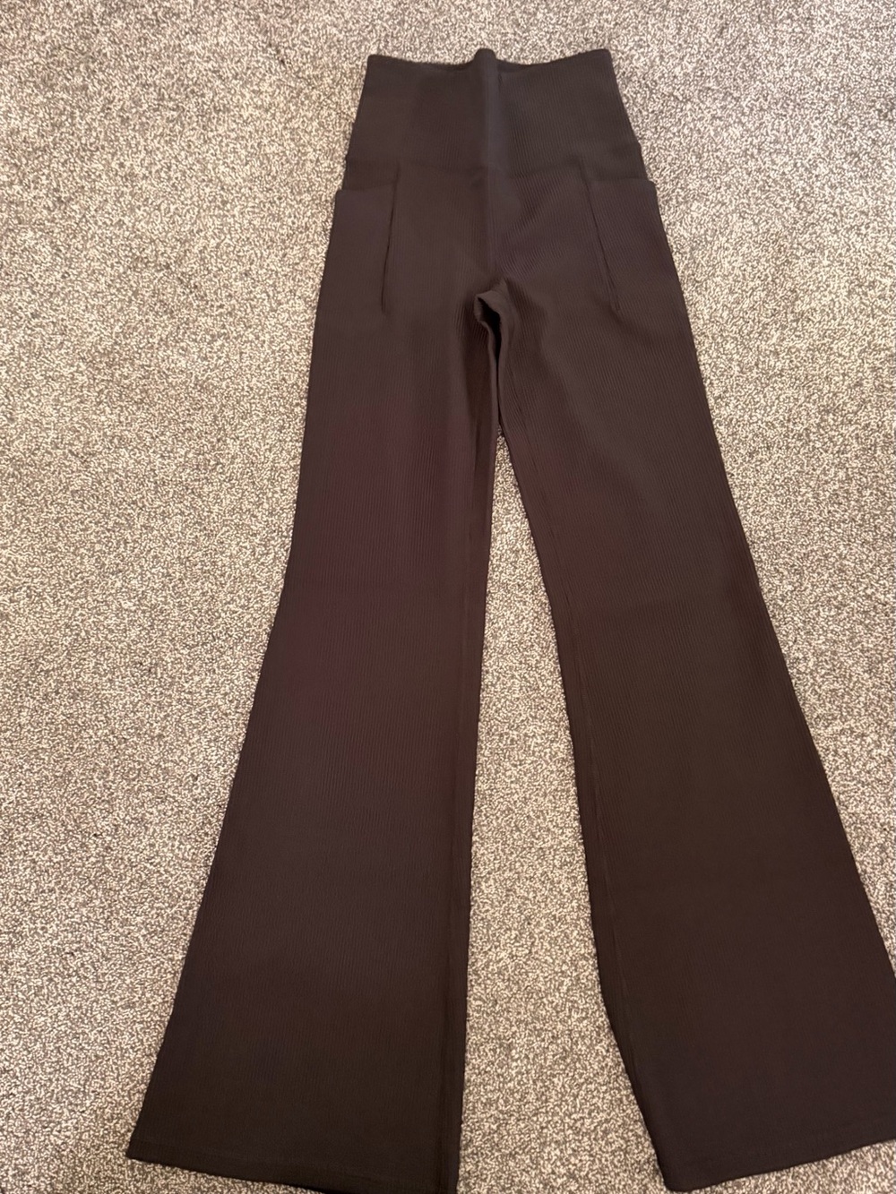 Athleta Black Ribbed Flare Leggings